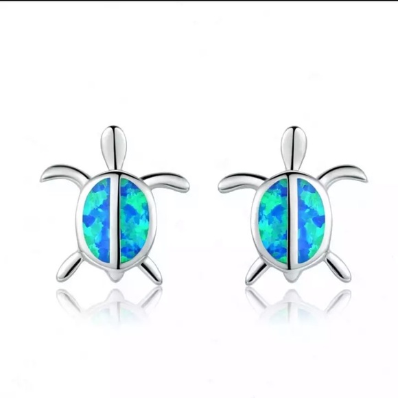 Jewelry - Sterling Silver Blue Turtle Earrings